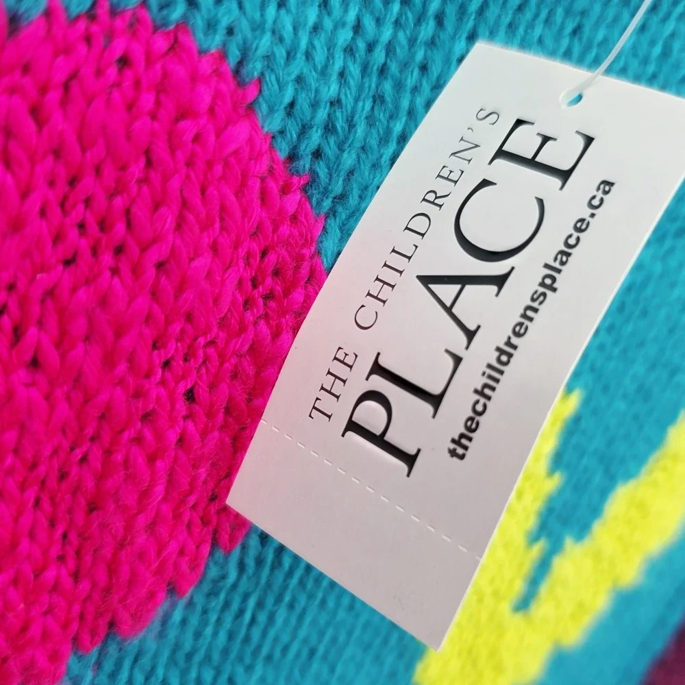 The Children's Place Sweater Short Sleeve Oversized Girl's Teal Love Colorful‎